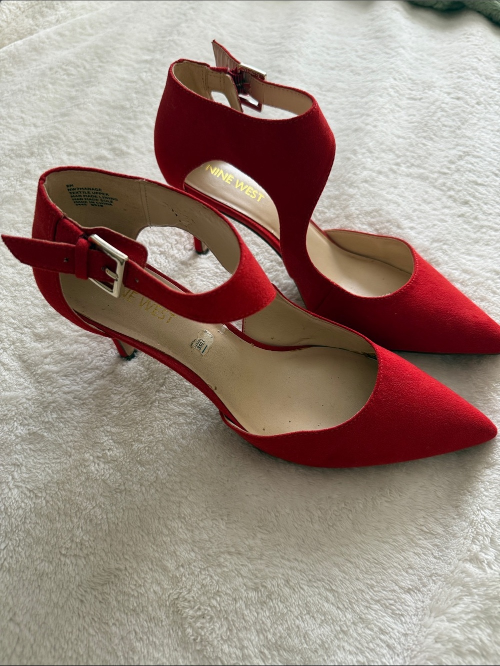 Nine West Red Pointed Toe Wrap Ankle Strap Heels - Picture 5 of 5